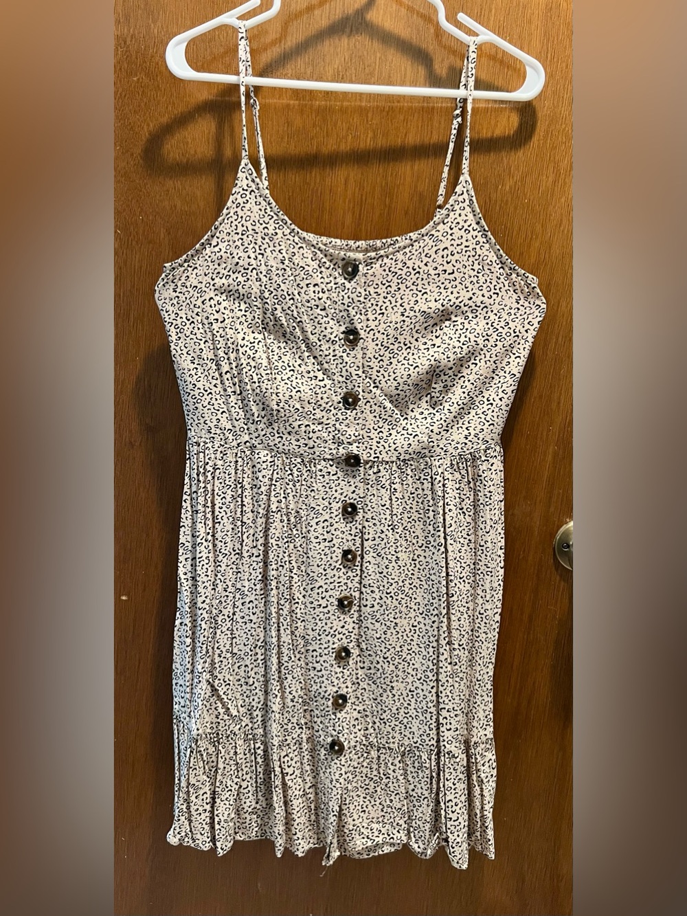 Japna Cream and Black Leopard-Print Button Sundress